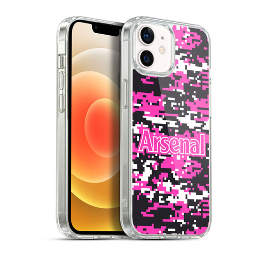 Arsenal FC Crest Patterns Pink Digital Camouflage Soft Gel Case for Apple iPhone 12 / iPhone 12 Pro & MagSafe