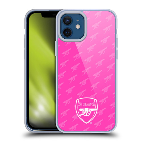 Arsenal FC Crest Patterns Pink Soft Gel Case for Apple iPhone 12 / iPhone 12 Pro & MagSafe