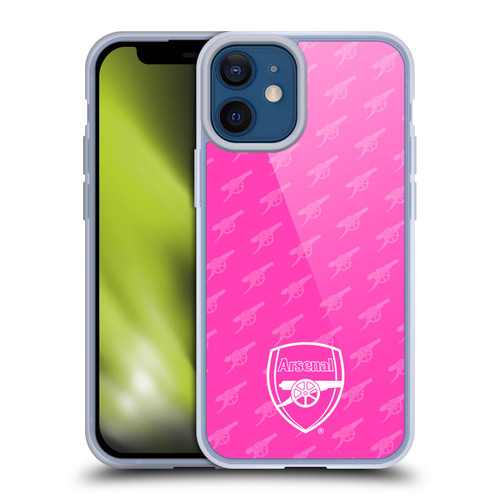 Arsenal FC Crest Patterns Pink Soft Gel Case for Apple iPhone 12 Mini & MagSafe