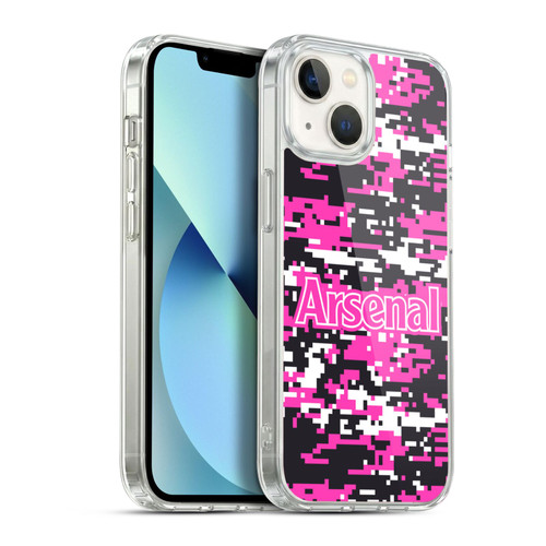 Arsenal FC Crest Patterns Pink Digital Camouflage Soft Gel Case for Apple iPhone 13