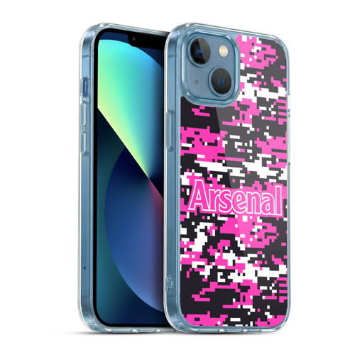 Arsenal FC Crest Patterns Pink Digital Camouflage Soft Gel Case for Apple iPhone 13 Mini & MagSafe