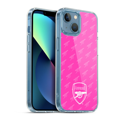 Arsenal FC Crest Patterns Pink Soft Gel Case for Apple iPhone 13 Mini & MagSafe