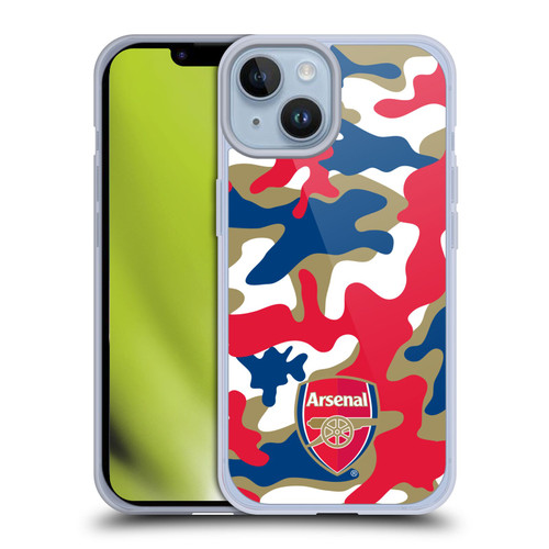 Arsenal FC Crest Patterns Camouflage Soft Gel Case for Apple iPhone 14