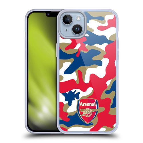 Arsenal FC Crest Patterns Camouflage Soft Gel Case for Apple iPhone 14 Plus & MagSafe
