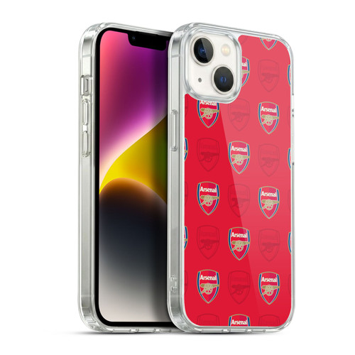 Arsenal FC Crest Patterns Red Soft Gel Case for Apple iPhone 14 Plus & MagSafe