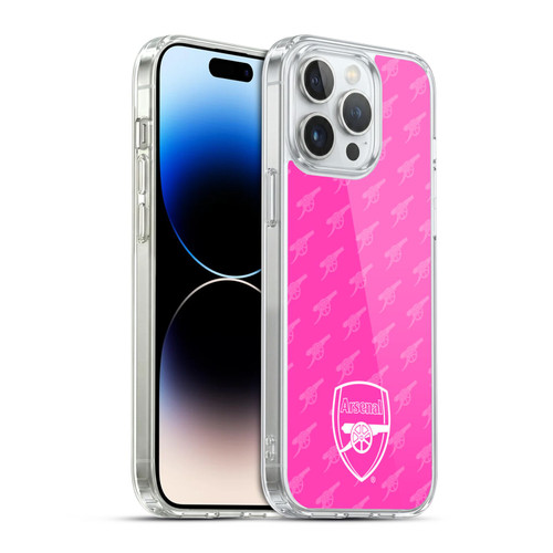 Arsenal FC Crest Patterns Pink Soft Gel Case for Apple iPhone 14 Pro Max & MagSafe