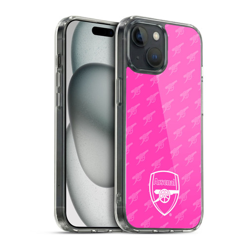 Arsenal FC Crest Patterns Pink Soft Gel Case for Apple iPhone 15 & MagSafe