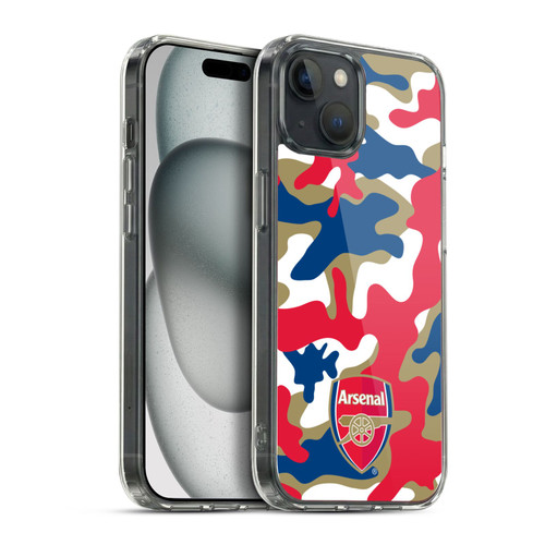 Arsenal FC Crest Patterns Camouflage Soft Gel Case for Apple iPhone 15 Plus & MagSafe