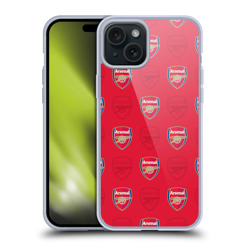 Arsenal FC Crest Patterns Red Soft Gel Case for Apple iPhone 15 Plus & MagSafe