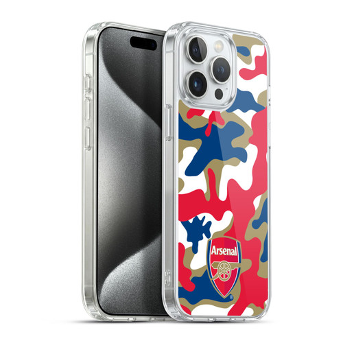 Arsenal FC Crest Patterns Camouflage Soft Gel Case for Apple iPhone 15 Pro Max & MagSafe