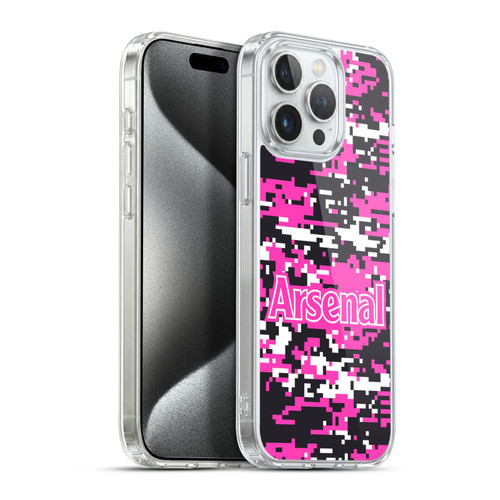 Arsenal FC Crest Patterns Pink Digital Camouflage Soft Gel Case for Apple iPhone 15 Pro Max & MagSafe