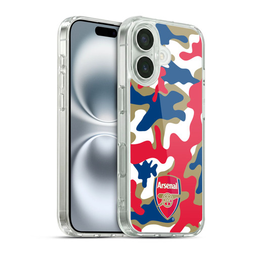 Arsenal FC Crest Patterns Camouflage Soft Gel Case for Apple iPhone 16 & MagSafe