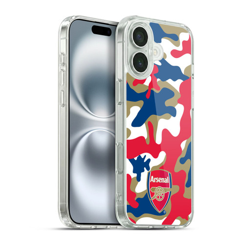 Arsenal FC Crest Patterns Camouflage Soft Gel Case for Apple iPhone 16 Plus & MagSafe