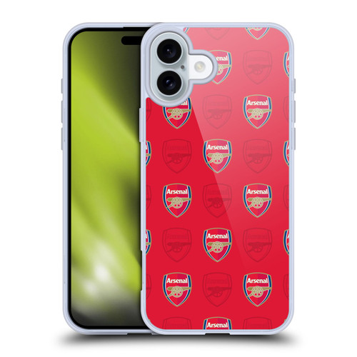 Arsenal FC Crest Patterns Red Soft Gel Case for Apple iPhone 16 Plus & MagSafe