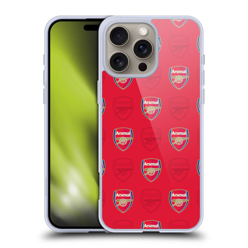 Arsenal FC Crest Patterns Red Soft Gel Case for Apple iPhone 16 Pro Max & MagSafe