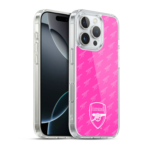 Arsenal FC Crest Patterns Pink Soft Gel Case for Apple iPhone 16 Pro & MagSafe