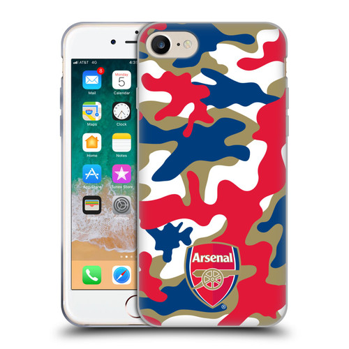 Arsenal FC Crest Patterns Camouflage Soft Gel Case for Apple iPhone 7 / 8 / SE 2020 & 2022 & MagSafe