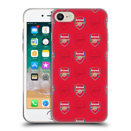 Arsenal FC Crest Patterns Red Soft Gel Case for Apple iPhone 7 / 8 / SE 2020 & 2022 & MagSafe