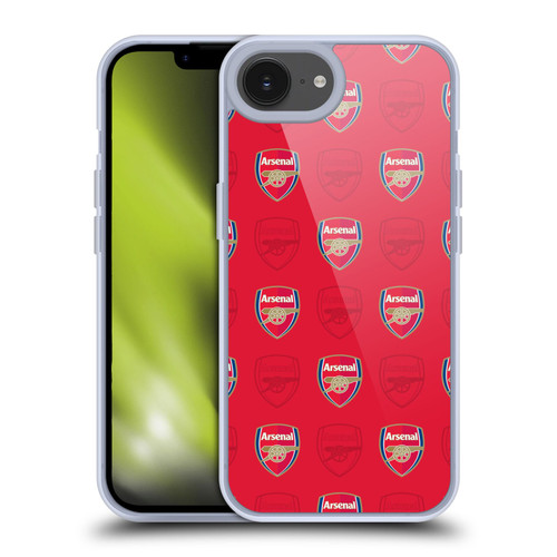 Arsenal FC Crest Patterns Red Soft Gel Case for Apple iPhone 16e & MagSafe