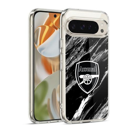 Arsenal FC Crest Patterns Marble Soft Gel Case for Google Pixel 9 / Pixel 9 Pro