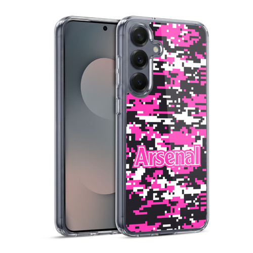 Arsenal FC Crest Patterns Pink Digital Camouflage Soft Gel Case for Samsung Galaxy S25 & MagSafe