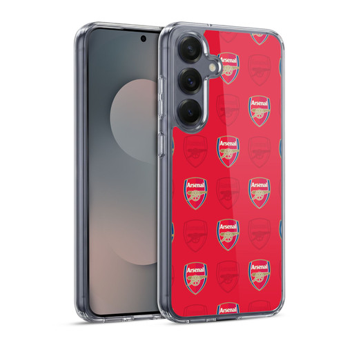 Arsenal FC Crest Patterns Red Soft Gel Case for Samsung Galaxy S25 & MagSafe