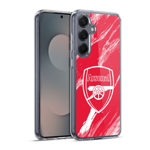 Arsenal FC Crest Patterns Red Marble Soft Gel Case for Samsung Galaxy S25+ & MagSafe