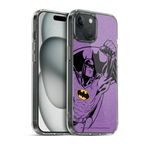 Batman DC Comics Logos Purple Soft Gel Case for Apple iPhone 15 & MagSafe