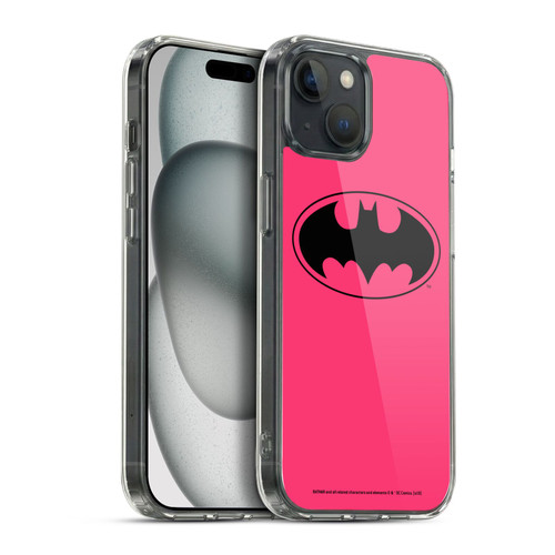 Batman DC Comics Logos Pink Soft Gel Case for Apple iPhone 15 Plus & MagSafe