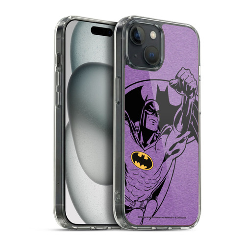 Batman DC Comics Logos Purple Soft Gel Case for Apple iPhone 15 Plus & MagSafe