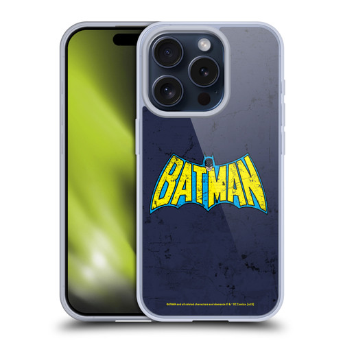 Batman DC Comics Logos Classic Distressed Look Soft Gel Case for Apple iPhone 15 Pro & MagSafe