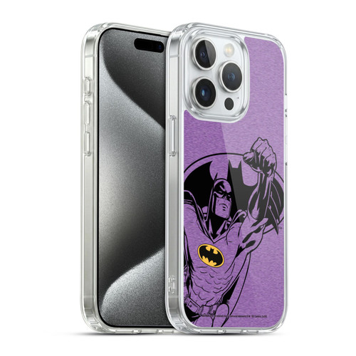 Batman DC Comics Logos Purple Soft Gel Case for Apple iPhone 15 Pro & MagSafe