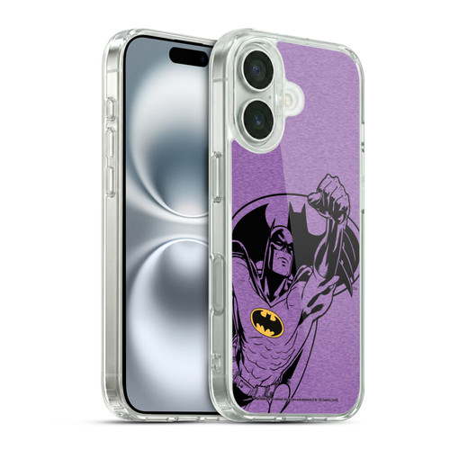 Batman DC Comics Logos Purple Soft Gel Case for Apple iPhone 16 & MagSafe