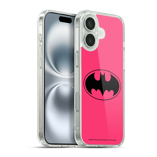 Batman DC Comics Logos Pink Soft Gel Case for Apple iPhone 16 Plus & MagSafe