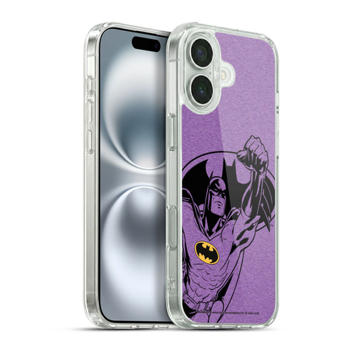 Batman DC Comics Logos Purple Soft Gel Case for Apple iPhone 16 Plus & MagSafe