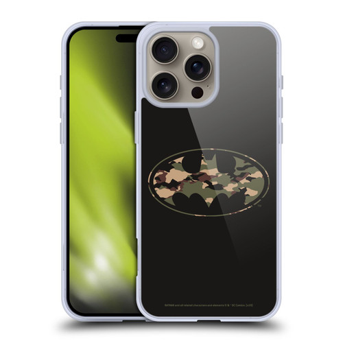 Batman DC Comics Logos Camouflage Soft Gel Case for Apple iPhone 16 Pro Max & MagSafe