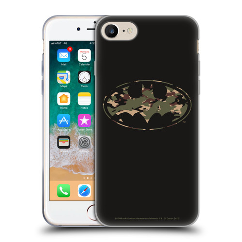 Batman DC Comics Logos Camouflage Soft Gel Case for Apple iPhone 7 / 8 / SE 2020 & 2022 & MagSafe