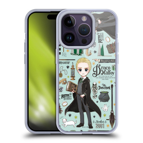 Harry Potter Deathly Hallows XXXVII Draco Pattern Soft Gel Case for Apple iPhone 14 Pro & MagSafe