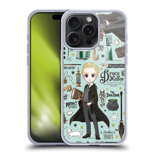 Harry Potter Deathly Hallows XXXVII Draco Pattern Soft Gel Case for Apple iPhone 15 Pro Max & MagSafe