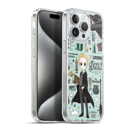 Harry Potter Deathly Hallows XXXVII Draco Pattern Soft Gel Case for Apple iPhone 15 Pro Max & MagSafe