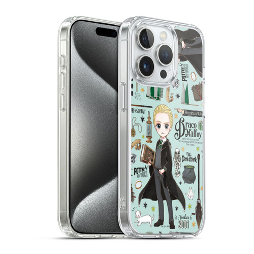 Harry Potter Deathly Hallows XXXVII Draco Pattern Soft Gel Case for Apple iPhone 15 Pro & MagSafe