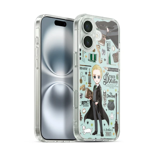 Harry Potter Deathly Hallows XXXVII Draco Pattern Soft Gel Case for Apple iPhone 16 Plus & MagSafe