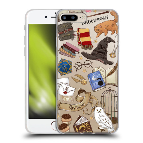 Harry Potter Deathly Hallows XXXVII Hogwarts Pattern 2 Soft Gel Case for Apple iPhone 7 Plus / iPhone 8 Plus & MagSafe