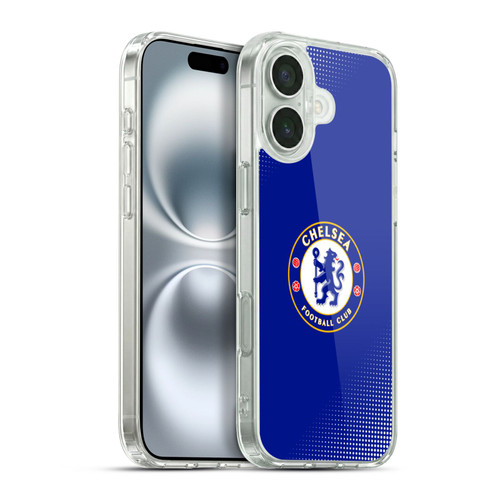 Chelsea Football Club Crest Halftone Soft Gel Case for Apple iPhone 16 Plus & MagSafe