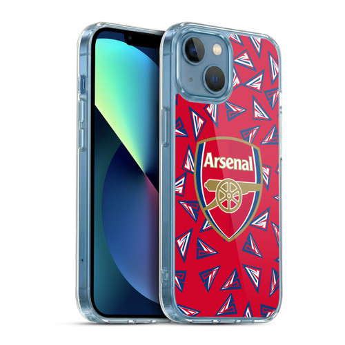 Arsenal FC Logos Geometric Pattern Soft Gel Case for Apple iPhone 13 Mini & MagSafe