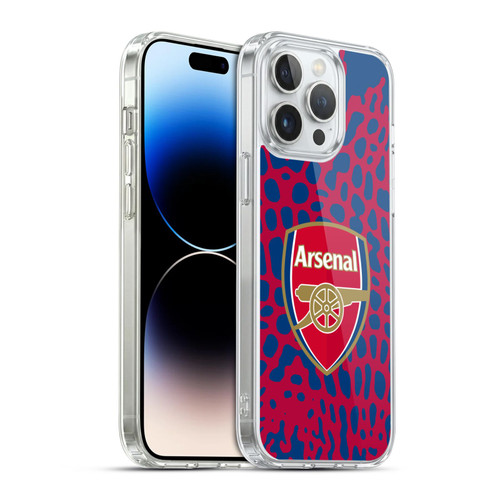 Arsenal FC Logos Animal Pattern Soft Gel Case for Apple iPhone 14 Pro Max & MagSafe