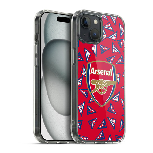 Arsenal FC Logos Geometric Pattern Soft Gel Case for Apple iPhone 15 Plus & MagSafe