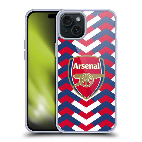 Arsenal FC Logos Zigzag Soft Gel Case for Apple iPhone 15 Plus & MagSafe