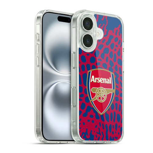 Arsenal FC Logos Animal Pattern Soft Gel Case for Apple iPhone 16 & MagSafe