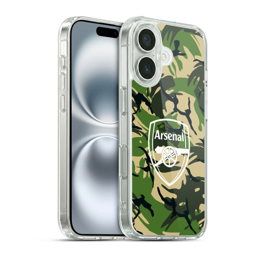 Arsenal FC Logos Camouflage Disruptive Pattern Soft Gel Case for Apple iPhone 16 & MagSafe